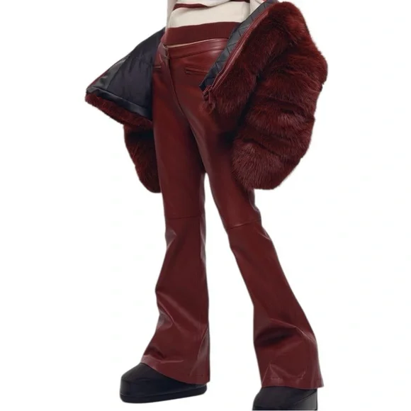 Perfect Moment H&M NWT
Burgundy boot-cut genuine leather pants - Picture 2 of 14